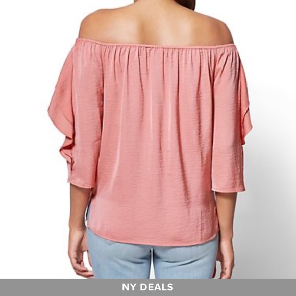 pink off the shoulder blouse Sz extra small - Picture 2 of 4